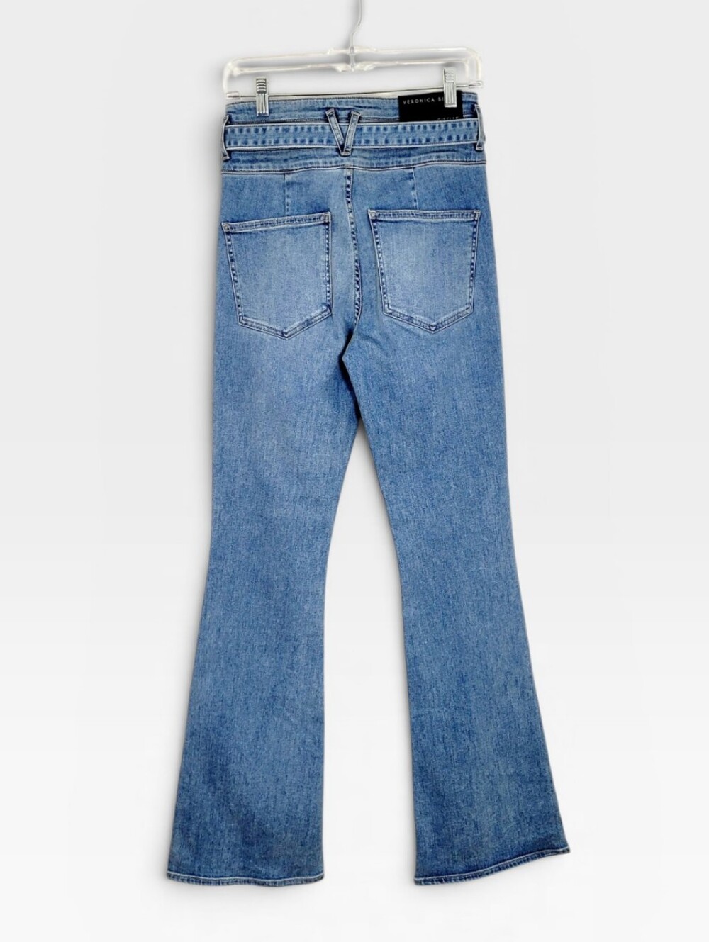 NWT VERONICA BEARD Giselle Flare Extra High Rise Belted Jeans Mystic Blue 28 New - Picture 4 of 14